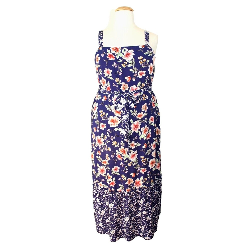 NWT Romantic STUDIO B By BOBEAU Maxi Dress Sz. 2X Sundress Multicolor Floral #08